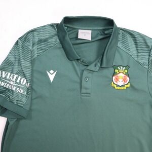 Macron Wrexham AFC Green Polo Shirt Medium Aviation American Gin Football Soccer